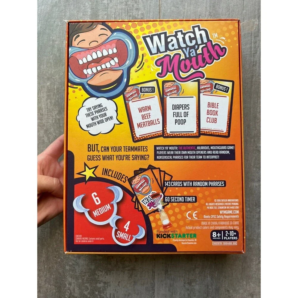 Watch Ya Mouth Family Party Card Funny Board Game NEVER USED KickStarter Play